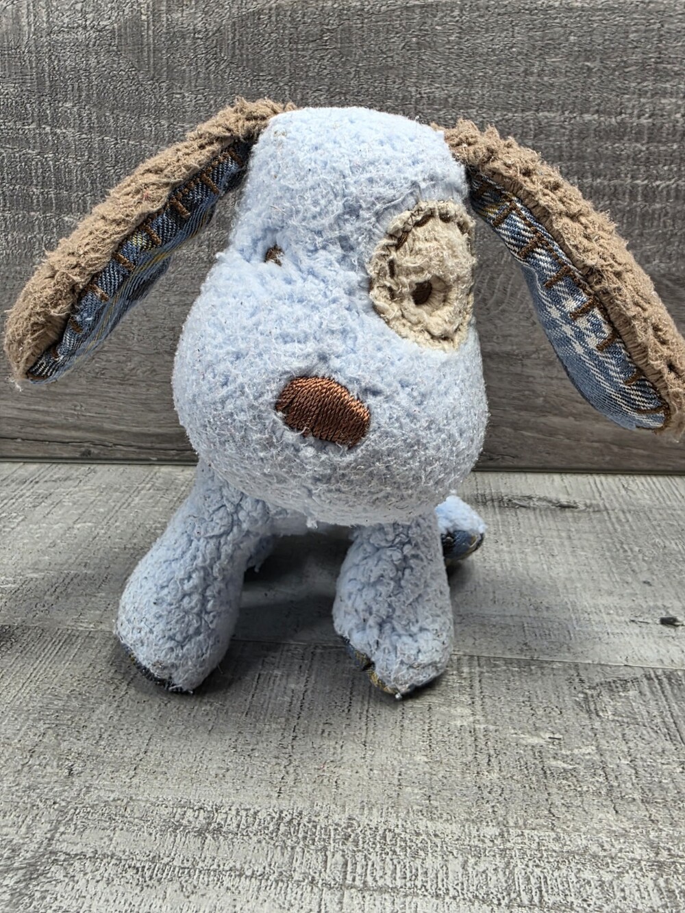 Carters Blue PUPPY DOG 7" Baby Plush Plaid Spots Stitched Sherpa Stuffed g33